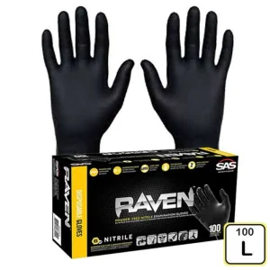 SAS Safety 66518 Raven Black 6ml Nitrile Powder Free – L