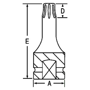 Grey Pneumatic 1/4″ Drive T9 Torx (Tr) Impact Bit Socket (909TT) - view 2