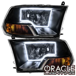 Oracle Lighting 2009-2012 Dodge RAM Non-Sport Pre-Assembled LED Halo Headlights – (Black Housing) (8180-001)