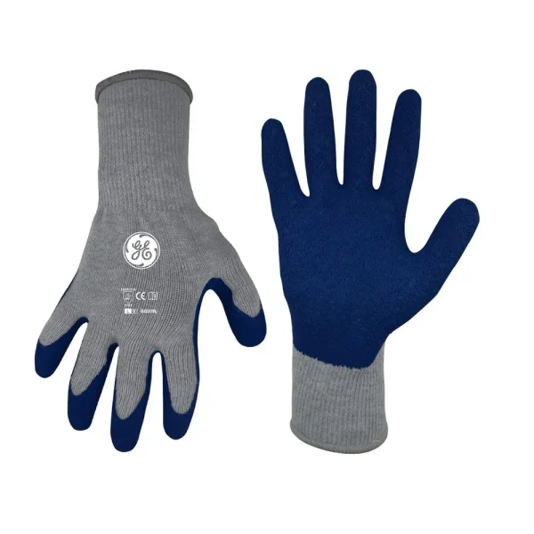 General Electric Blue/Gray 10 GA Crinkle Dipped Gloves – 12 Pair (GG209M, GG209L, GG209XL)