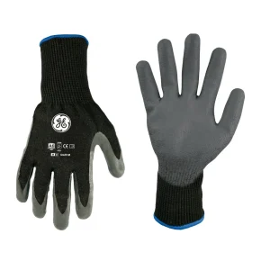 General Electric Coated Gloves Polyurethane Black Cut Resistant Level 6 (GG201MC, GG201LC, GG201XLC)