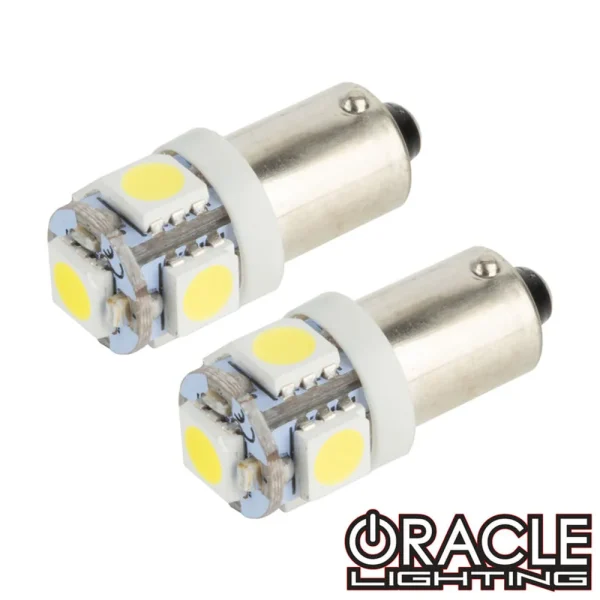Oracle Lighting BA9S 5 LED 3 Chip Bayonet Bulbs White Pair (4904-001)