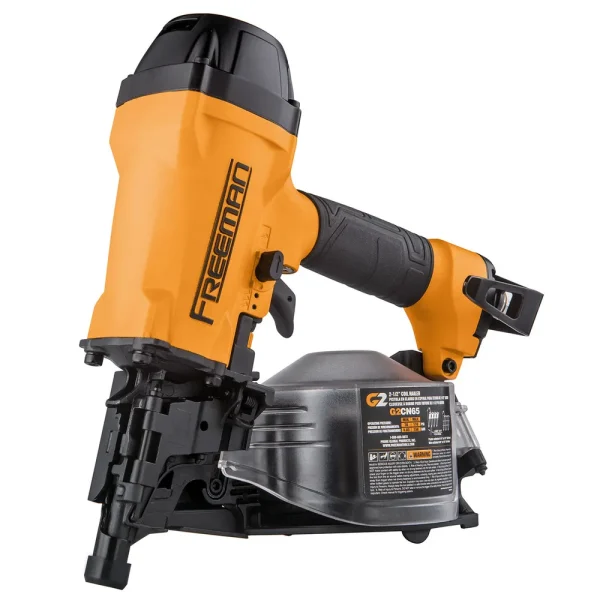 Freeman G2CN65 2nd Generation Pneumatic 15 Degree 2-1/2″ Coil Siding Nailer with Adjustable Metal Belt Hook and 1/4″ ...