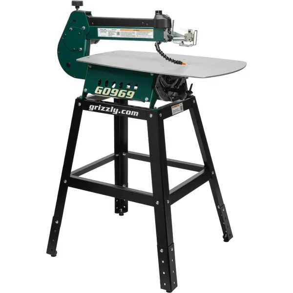 Grizzly Industrial 21″ Variable-Speed Scroll Saw with Foot Pedal and Stand (T33906)