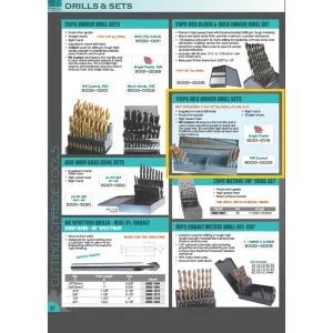 PRO-SERIES 115 PIECE BRIGHT FINISH HIGH SPEED STEEL JOBBER DRILL SET – USA (5001-0115)