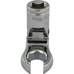 Dynamic Tools 3/8″ Drive Metric 13mm Flex Head, Crow Foot Flare Nut Socket, Chrome Finish (D008763)