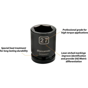 Dynamic Tools 3/4″ Drive 6 Point Metric, 50mm Standard Length, Impact Socket (D020050) - view 2