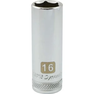 Dynamic Tools 3/8″ Drive 6 Point Metric, 16mm Deep Length, Chrome Finish Socket (D008216)