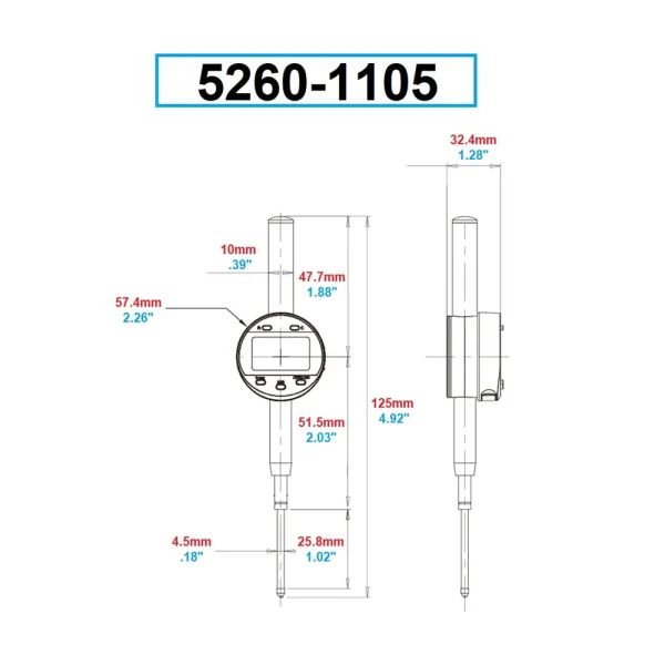 DASQUA 0-12.7MM/0-0.5″ 0.01MM/0.0005″ DIGITAL INDICATOR (5260-1105)