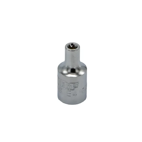 E4 TORX® socket, 1/4” square drive, satin chrome