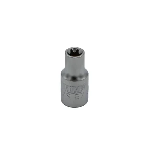 E7 TORX® socket, 1/4” square drive, satin chrome