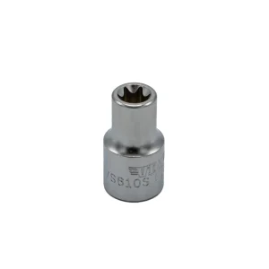 E10 TORX® socket, 3/8” square drive, satin chrome