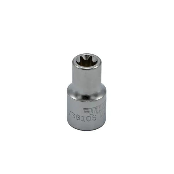 E10 TORX® socket, 3/8” square drive, satin chrome