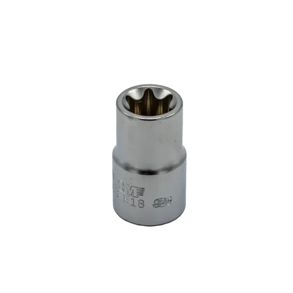 E18 TORX® socket, 1/2” square drive, satin chrome