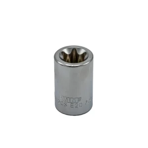 E20 TORX® socket, 1/2” square drive, satin chrome