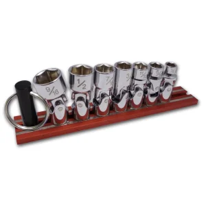 Vim Universal SAE Socket Set, 7 pc 1/4″ thru 9/16″, on red Magrail