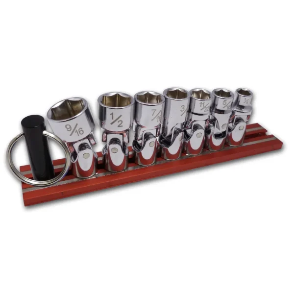 Vim Universal SAE Socket Set, 7 pc 1/4″ thru 9/16″, on red Magrail