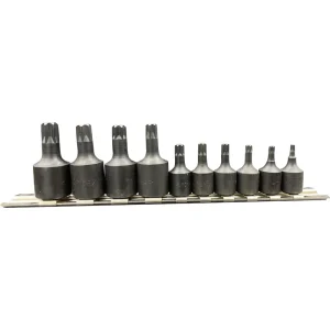 TORX® Driver Set, T10 through T50, ¼” & 3/8” Square Drive on Rail