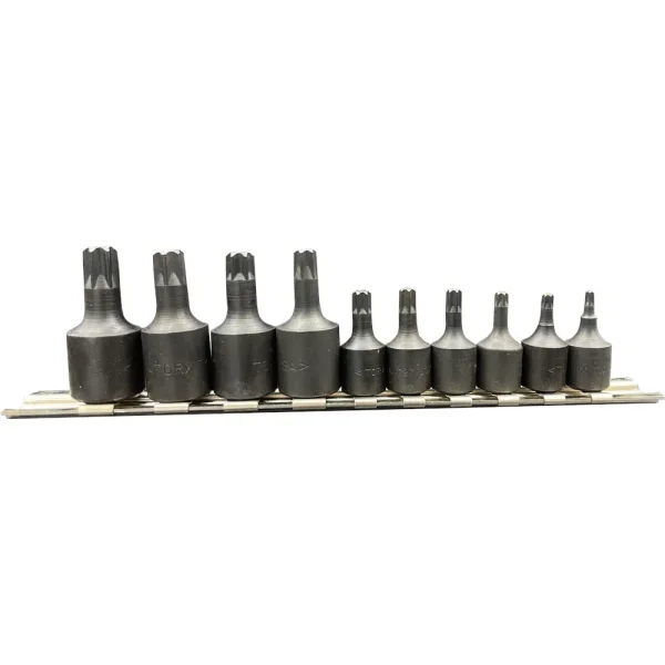 TORX® Driver Set, T10 through T50, ¼” & 3/8” Square Drive on Rail