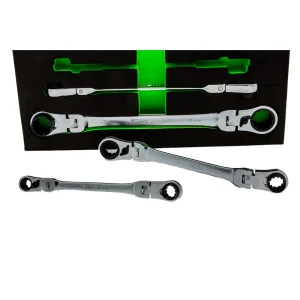 5 Piece Double Deep Spline Flex Head Ratcheting Wrench Set – Metric - view 4
