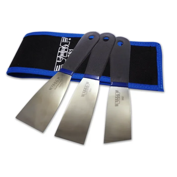 3 PC. SCRAPER AND PUTTY KNIFE SET, STAINLESS STEEL, SUPER SLIM