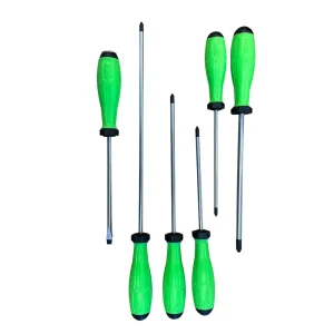 6 PC. PHILLIPS/FLAT GREEN SCREWDRIVER SET, S2 STEEL