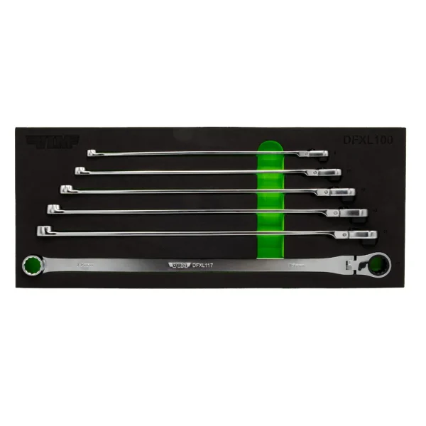 6 PC. DEEP SPLINE RATCHETING FLEX HEAD XL WRENCH SET