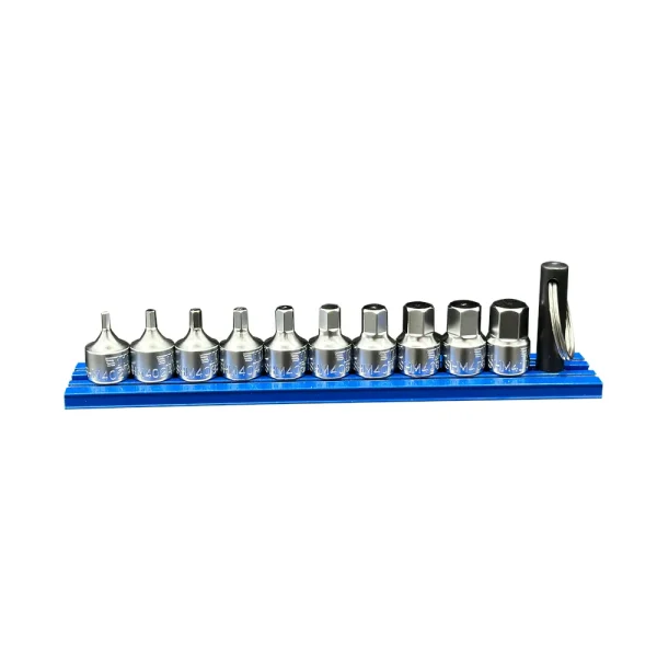 10 PC. STUBBY HEX METRIC DRIVER SET W/ MAGRAIL, 1/4″ Square Drive