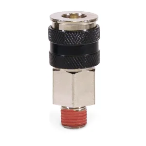 Viair 1/4” NPT Male Automatic Coupler – Steel/Nickel Plated, Black Sleeve with Etched Logo – 10 Pack (92865-BP)