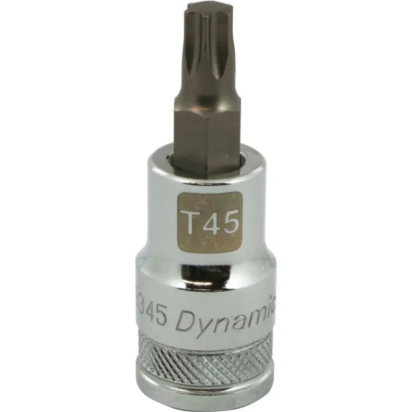 Dynamic Tools 1/2″ Drive Torx® Head, T45 Bit Regular Length, Chrome Finish Socket (D013345)