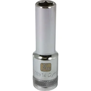 Dynamic Tools 1/2″ Drive 6 Point SAE, 7/16″ Deep Length, Chrome Finish Socket (D016514)