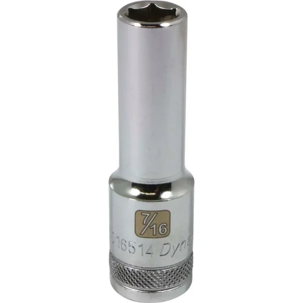 Dynamic Tools 1/2″ Drive 6 Point SAE, 7/16″ Deep Length, Chrome Finish Socket (D016514)