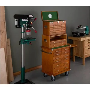 Grizzly Industrial 23″ Series 8-Drawer Red Oak Roller Cabinet with Table (T33821) - view 4