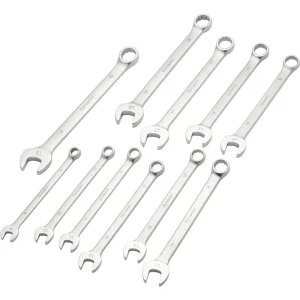 Dynamic Tools 11 Piece Metric Combination Wrench Set, Contractor Series, Satin Finish, 9mm – 19mm (D074224)