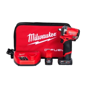Milwaukee M12 FUEL 12V Lithium-Ion Brushless Cordless Stubby 1/2″ Impact Wrench – Tool Only (2555-20)