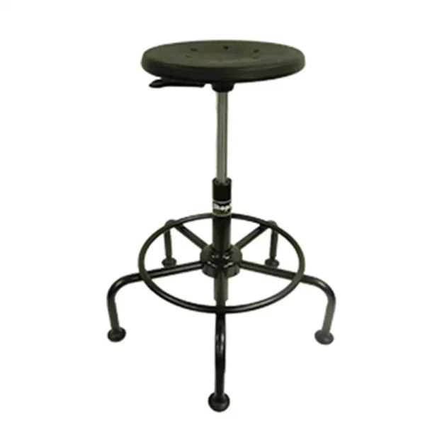 Shopsol Workbench Round Stool W/ Pneumatic Seat Height Range & Tubular Base, Pur, Black (1010888)