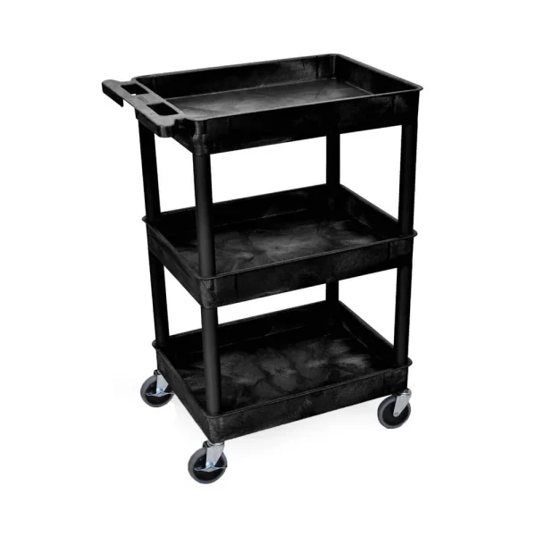 Luxor Workspaces Tub Cart, Three Shelves (STC111-B)