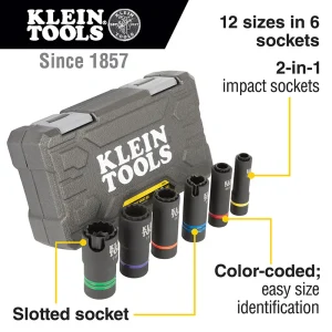Klein 2-In-1 Slotted Impact Socket Set, 12-Point, 6-Piece (66090) - view 2