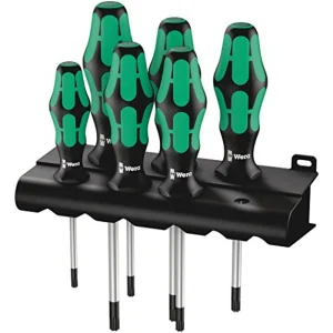 Wera 05028062001 Kraftform Plus 367/6 Torx Screwdriver Set and Rack, 6-Piece