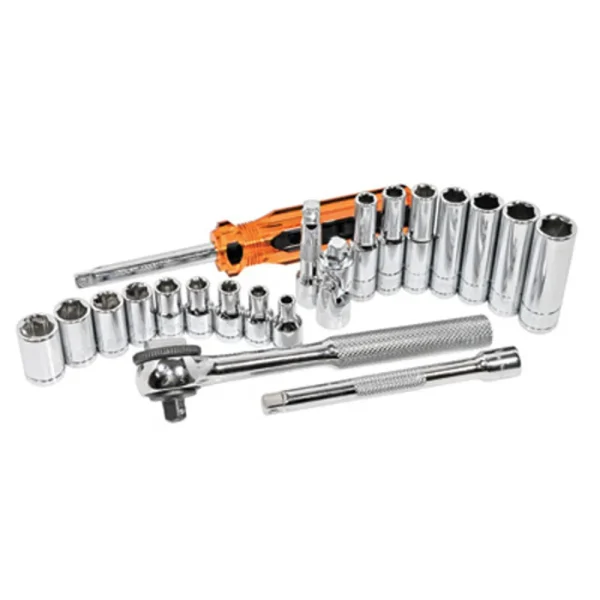 K Tool 26000 Socket Set 21 Piece 1/4″ Drive Standard and Deep 6 Point