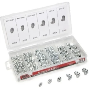 Titan Tools 110-Piece Grease Fitting Kit With Plastic Case Sizing Chart (45274)
