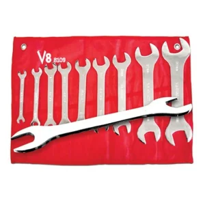 V8 Tools 8109 Super Thin Open End Wrench Set, 9 Piece, 8Mm To 32Mm, In Canvas Pouch