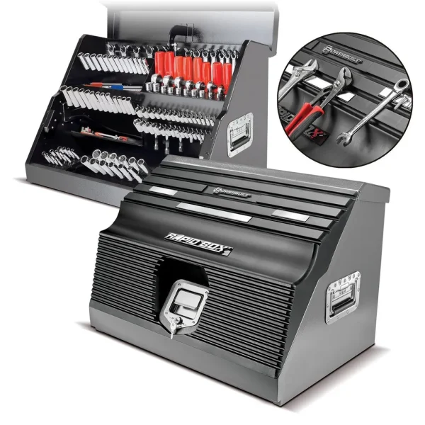 56675 Powerbuilt 26 Inch Rapid Box with Magnetic Front Cover Gray 240102