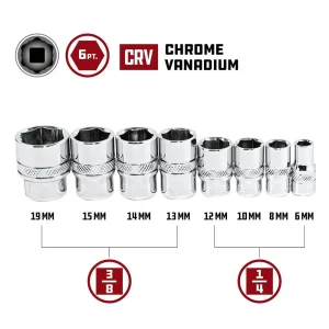 Powerbuilt 8PC 1/4 Inch & 3/8 Inch DR. MM ZEON SOCKET SET 941322A - view 3