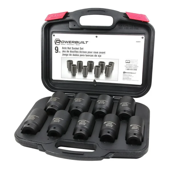 Powerbuilt 9PC DELUXE AXLE NUT SOCKET SET KIT61 648991