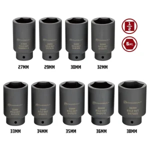 Powerbuilt 9PC DELUXE AXLE NUT SOCKET SET KIT61 648991 - view 2