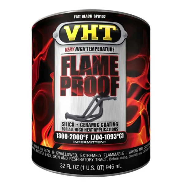 VHT Flameproof Coating Very High Temp Flat Black Quart 32 OZ SPB102