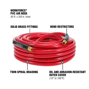 Legacy HWF3850RD2 Work-Force Air Hose 3/8″ Id X 50′, Red - view 2