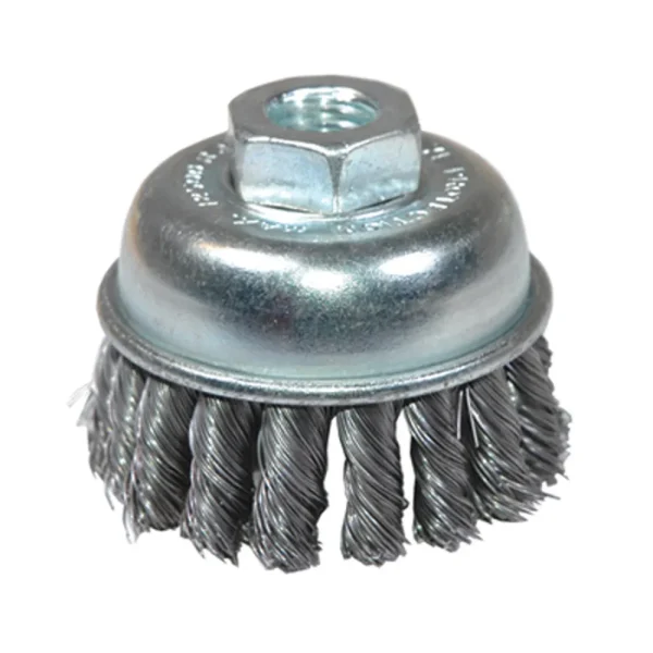 K Tool 79220 Knotted Wire Cup Brush, 2-3/4″ Diameter, Extra Coarse, 5/8″ x 11 Threaded Center, 12,500 Max RPM