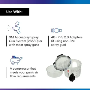 3M 3oz 200-Micron Filter Micro PPS 2.0 Spray Cup System Kit (26028) - view 3